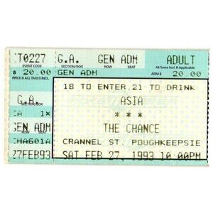 Vintage 1993 Asia Concert Ticket Stub Poughkeepsie NY